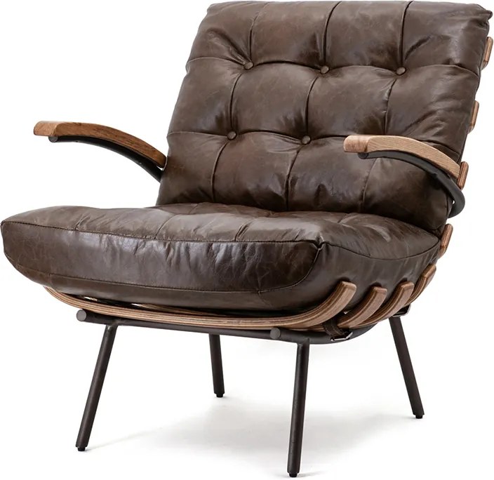 Fauteuil Bastiaan - donkerbruin java leder - Eleonora - IJzer - Leer - Eleonora