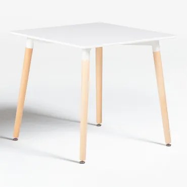 Vierkante Keukentafel 80x80 Cm In Beukenhout En Mdf Royal Wit - Sklum