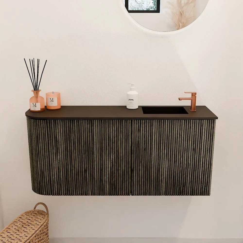 Mondiaz Joya 90cm toiletmeubel ronding links shadow met wastafel faye rechts 1 kraangat urban