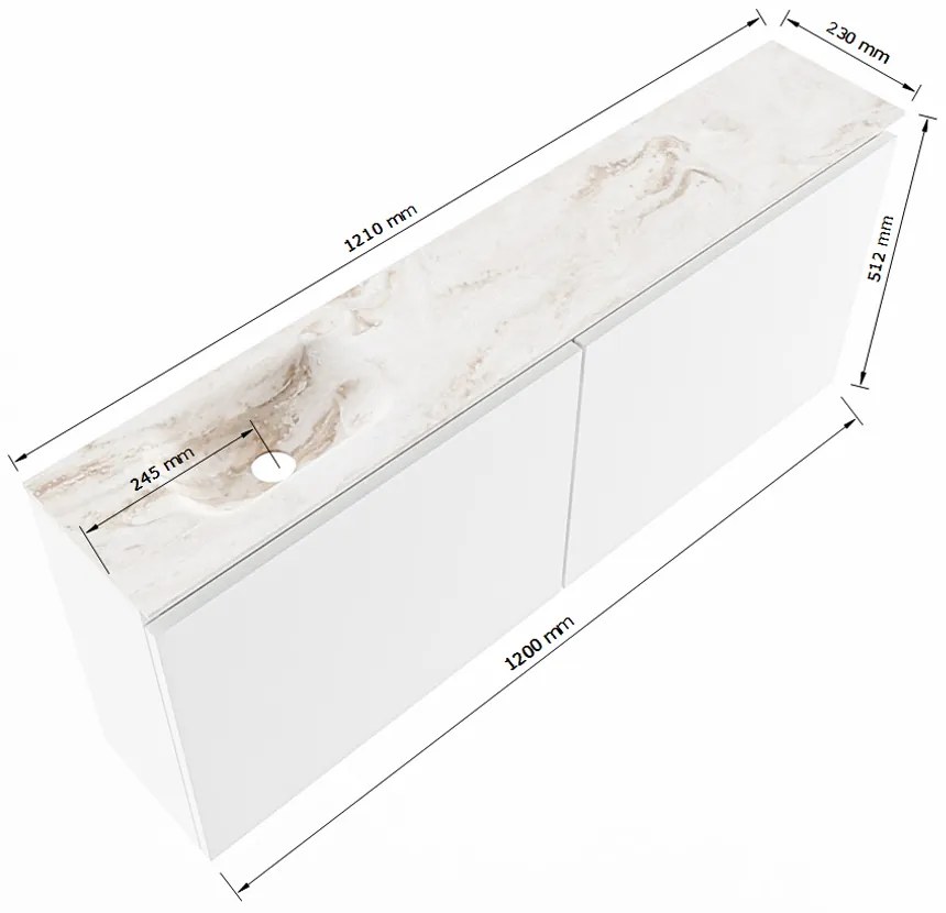 Mondiaz Ture DLux toiletmeubel 120cm urban met wastafel glace links zonder kraangat