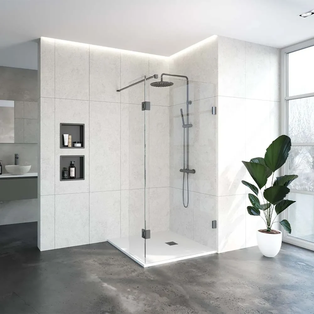 Brauer JC profielloze inloopdouche 100/40cm draaibaar gunmetal geborsteld