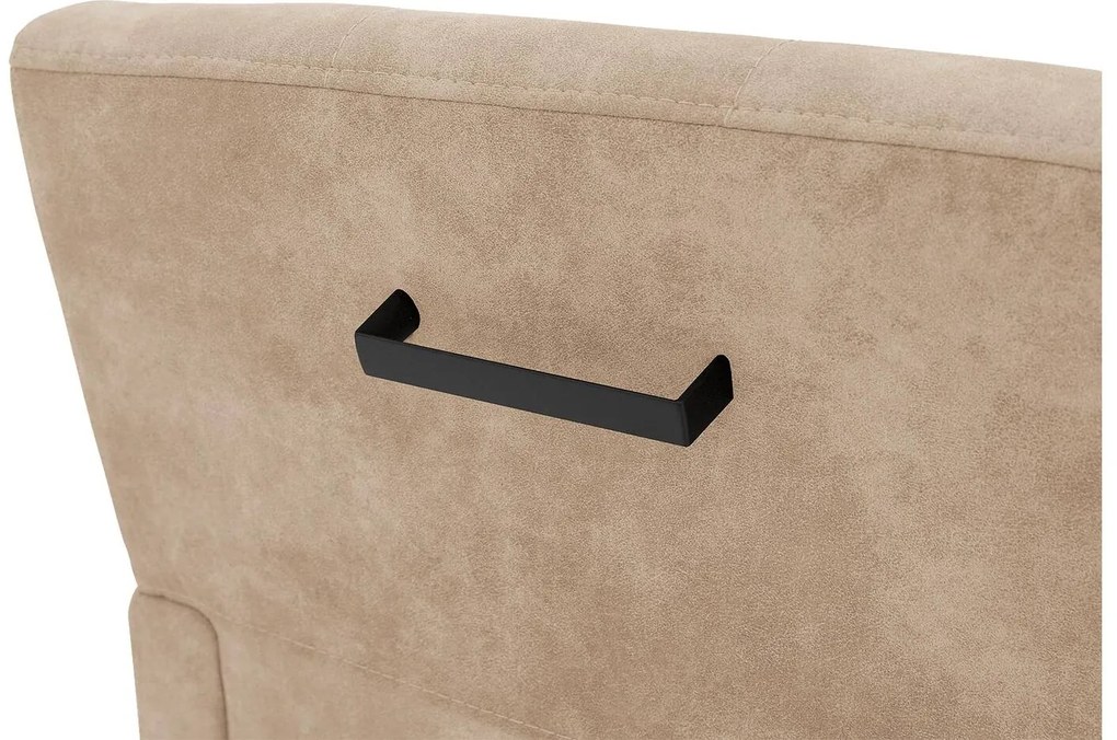Goossens Eetkamerstoel Oliver beige microvezel met armleuning en met wielen, stijlvol landelijk