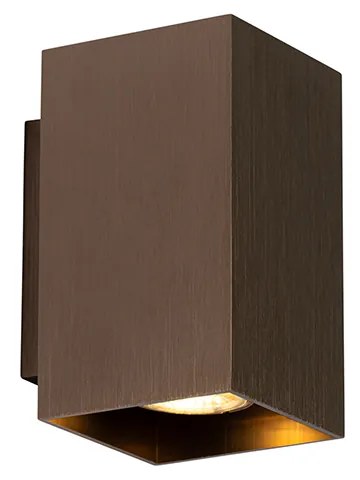 Moderne wandlamp donkerbrons vierkant 2-lichts - Sandy
