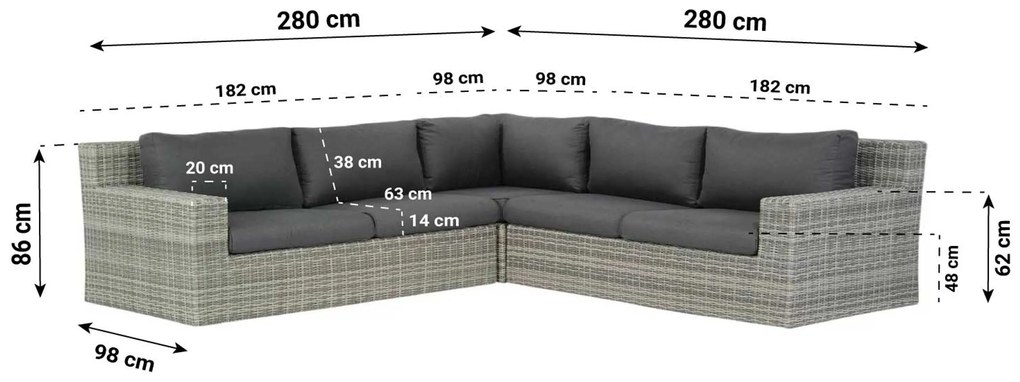 Hoek loungeset 5 personen Wicker Grijs Garden Collections Amico