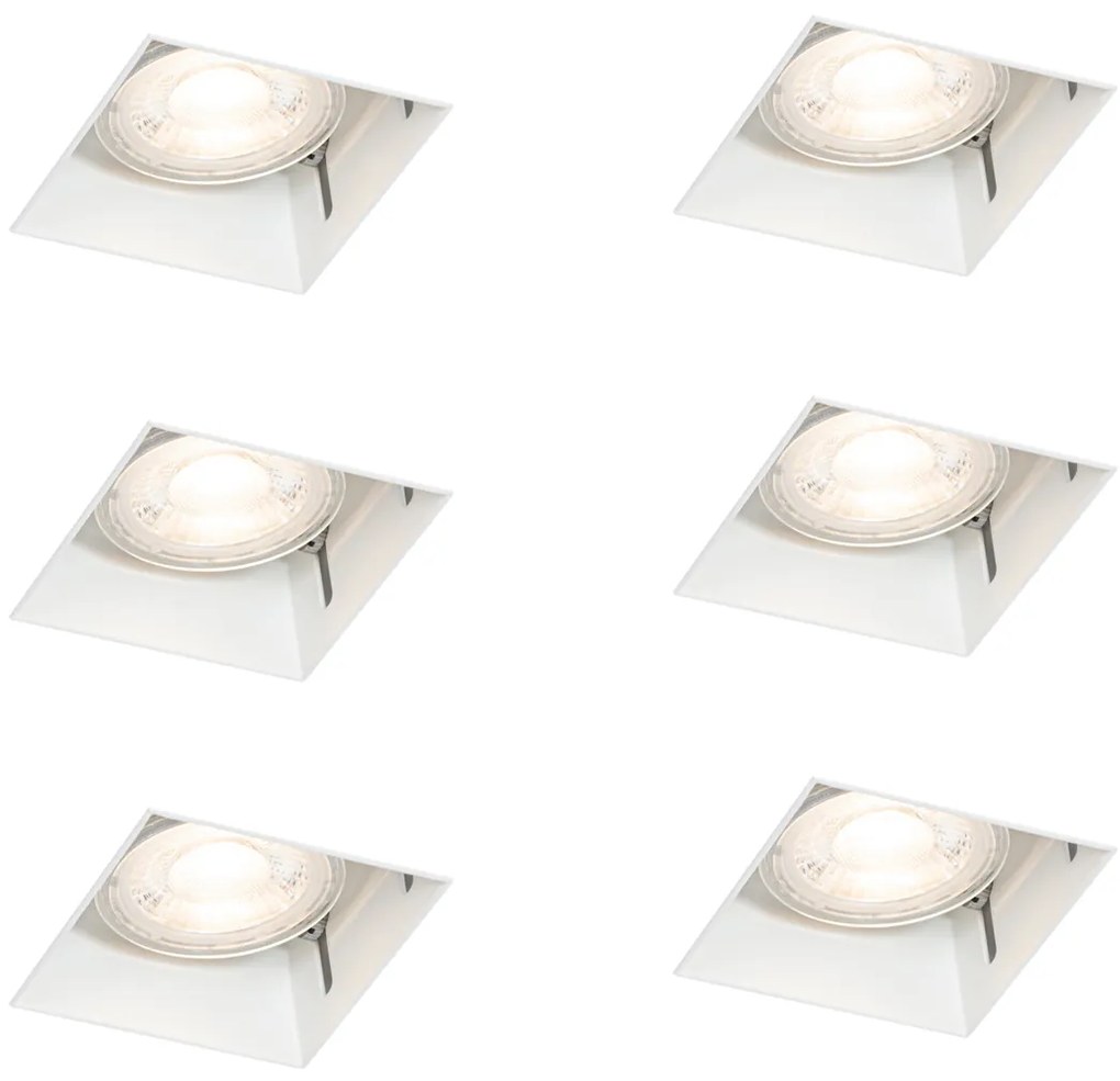 Set van 6 inbouwspots wit GU10 50mm trimless - Oneon