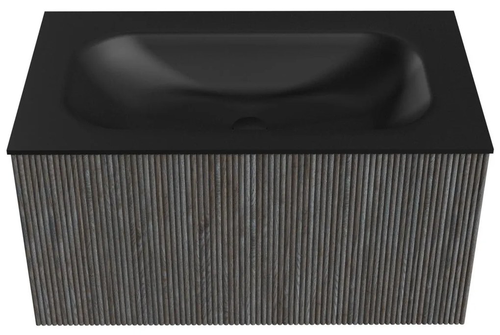 Mondiaz Kurve 80cm badmeubel shadow met 1 lade en wastafel big small midden zonder kraangat urban