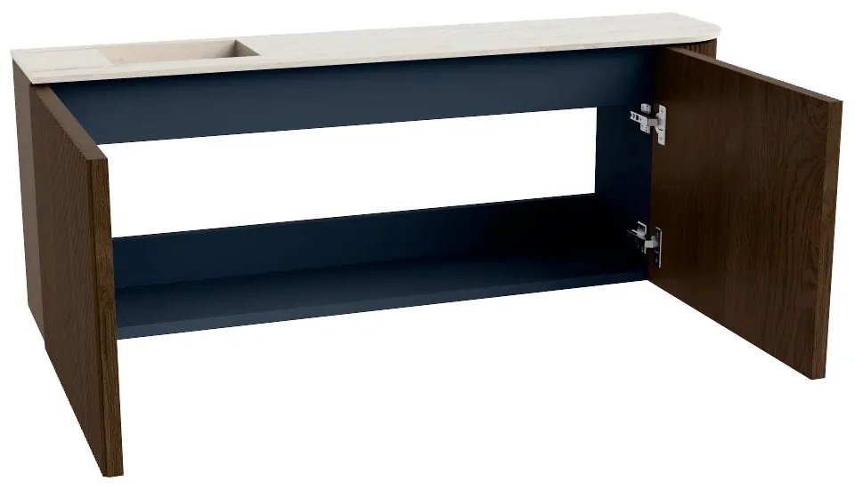 Mondiaz Joya DLux 110cm toiletmeubel ronding rechts walnut met wastafel faye links zonder kraangat meli