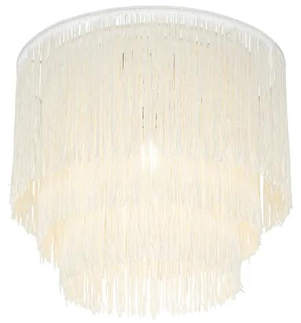 Oosterse plafondlamp goud crème kap met franjes - FranxaOosters E27 rond Binnenverlichting Lamp
