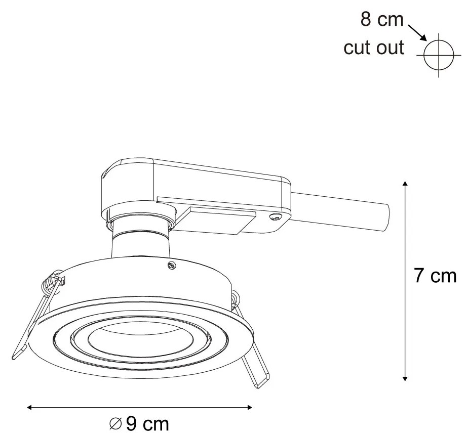 Set van 6 Moderne inbouwspot gunmetal GU10 50mm rond kantelbaar - Rondoo GU10 Binnenverlichting Lamp