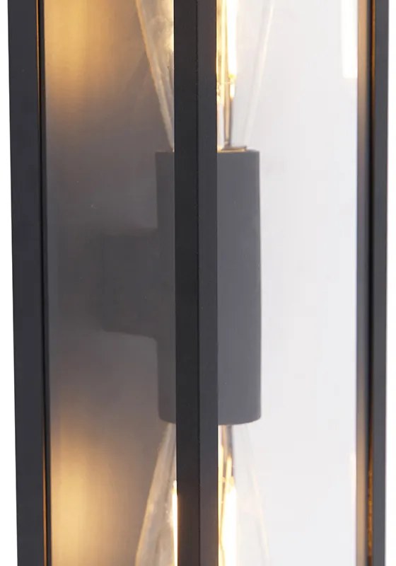 Industriële wandlamp zwart 38 cm 2-lichts IP44 - Charlois