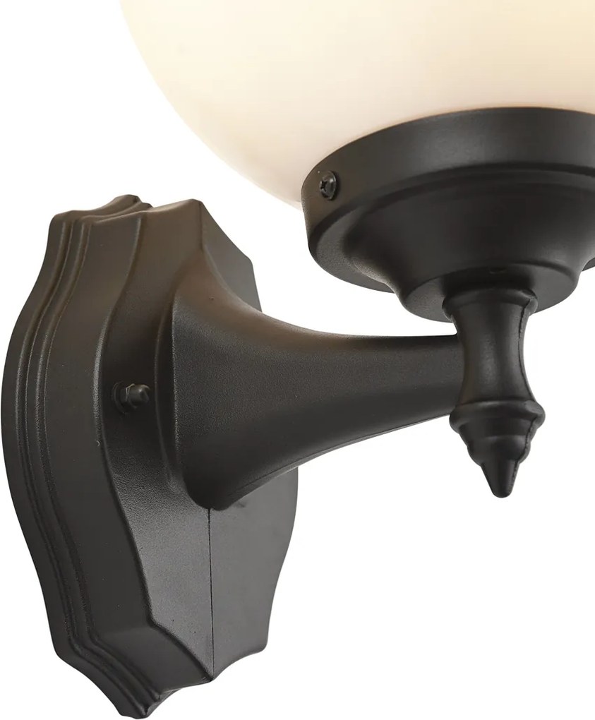 Klassieke buiten wandlamp zwart met opaal glas IP44 - Champs