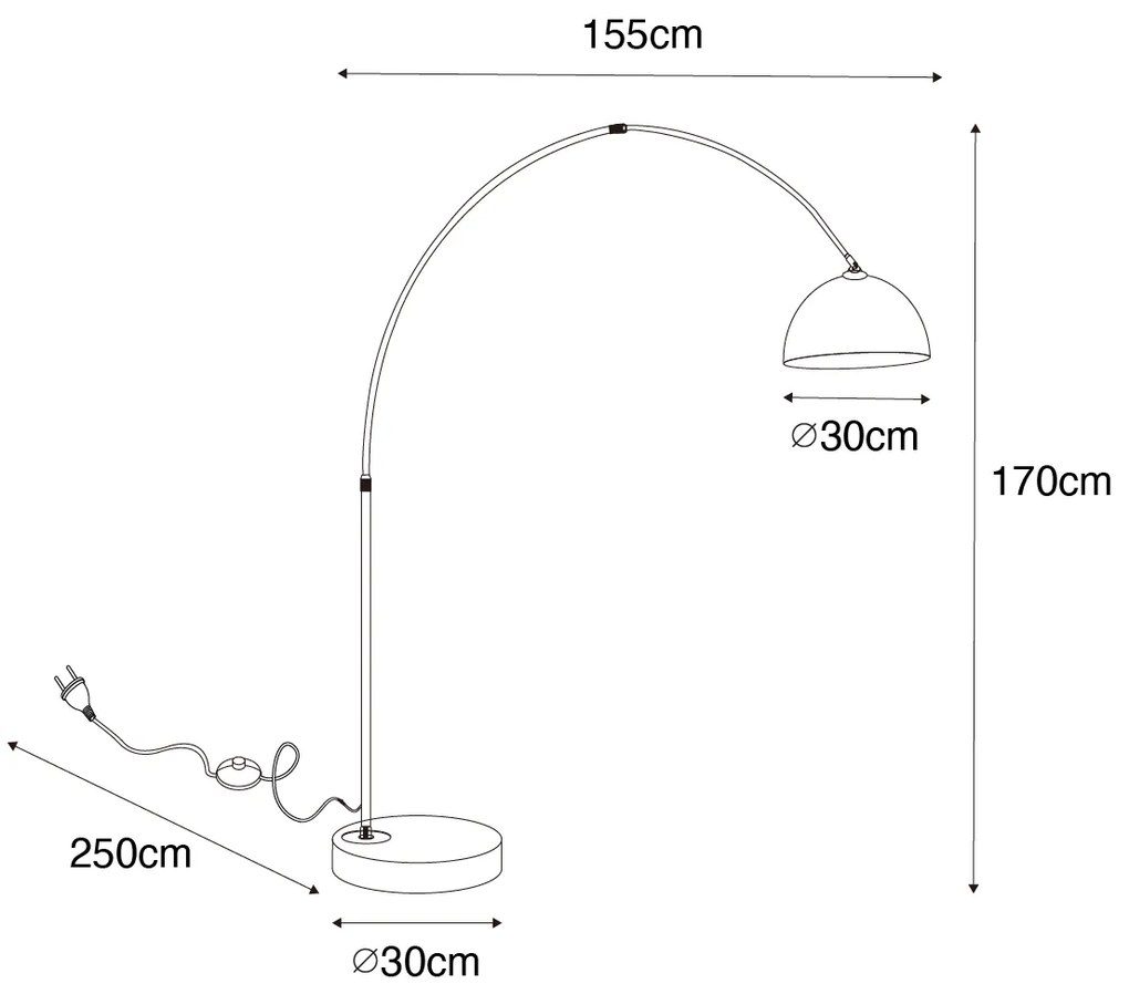 Smart booglamp met dimmer messing met helder glas incl. Wifi G95 - Arc Modern E27 bol / globe / rond Binnenverlichting Lamp