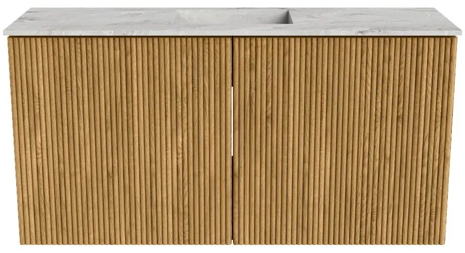 Mondiaz Joya DLux 80cm toiletmeubel oak met wastafel faye midden zonder kraangat glace