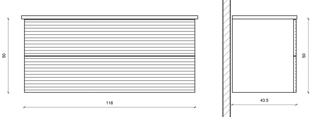 Sanigoods Maisy onderkast met ribbelfront 120cm walnoot