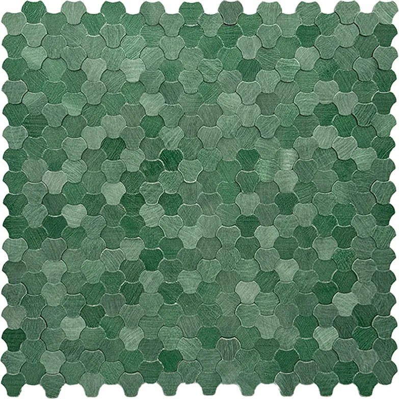 Zelfklevende Mozaïektegels Metaal | Driepas 3D Donkergroen | 30,5×29,6 cm | Keuken, Bad & WC