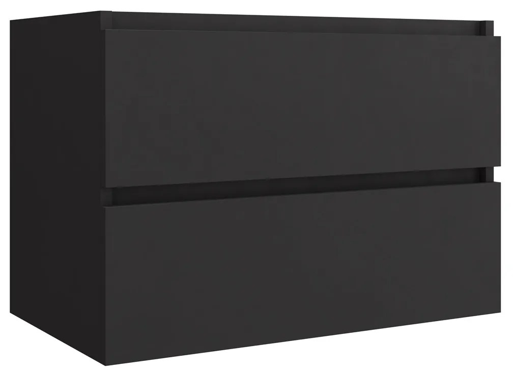 Fontana Dark Emperador badkamermeubel zwart mat 80cm met kraangat