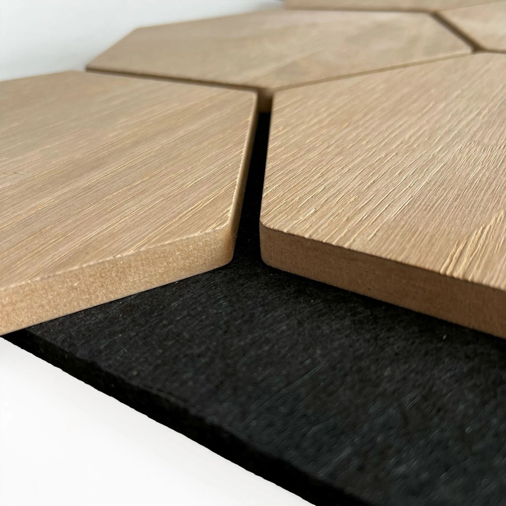 Hexagon Panel Naturel Eiken 81CM | Akoestisch | Wanddecor | Zeshoekig