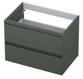 INK Wastafelonderkast - 70x45x52cm - 2 lades - greeploos - 45 graden afwerking rondom - MDF lak Mat beton groen 1240417