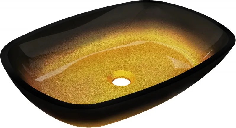 Mexen Araks glazen opbouw wastafel 54 x 39 cm, donker goud - 24155451