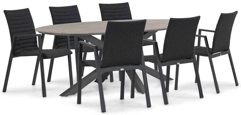 Tuinset 6 personen 220 cm Aluminium Grijs Osmen Joliet/Matara