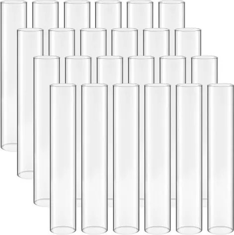 VEVOR 24-delige glazen cilinderset voor kaarsen, stormlantaarns 65x350mm, kaarsenkappen van borosilicaatglas, kaarsenkappen zonder bodem, windbestendige kaarsenhouders voor bruiloften, kerst en feestdecoratie