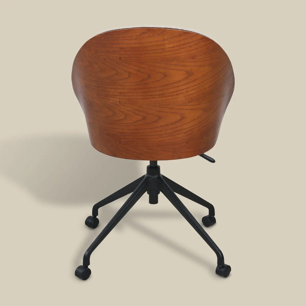 Bureaustoel Met Walnoot Houten Rugleuning