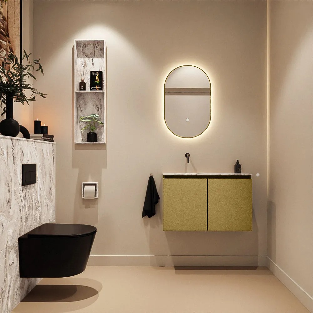 Mondiaz Ture DLux toiletmeubel 80cm oro met wastafel glace links zonder kraangat