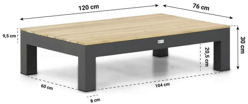 Loungeset 6 personen Aluminium/Teak Grijs Lifestyle Garden Furniture Vittoria