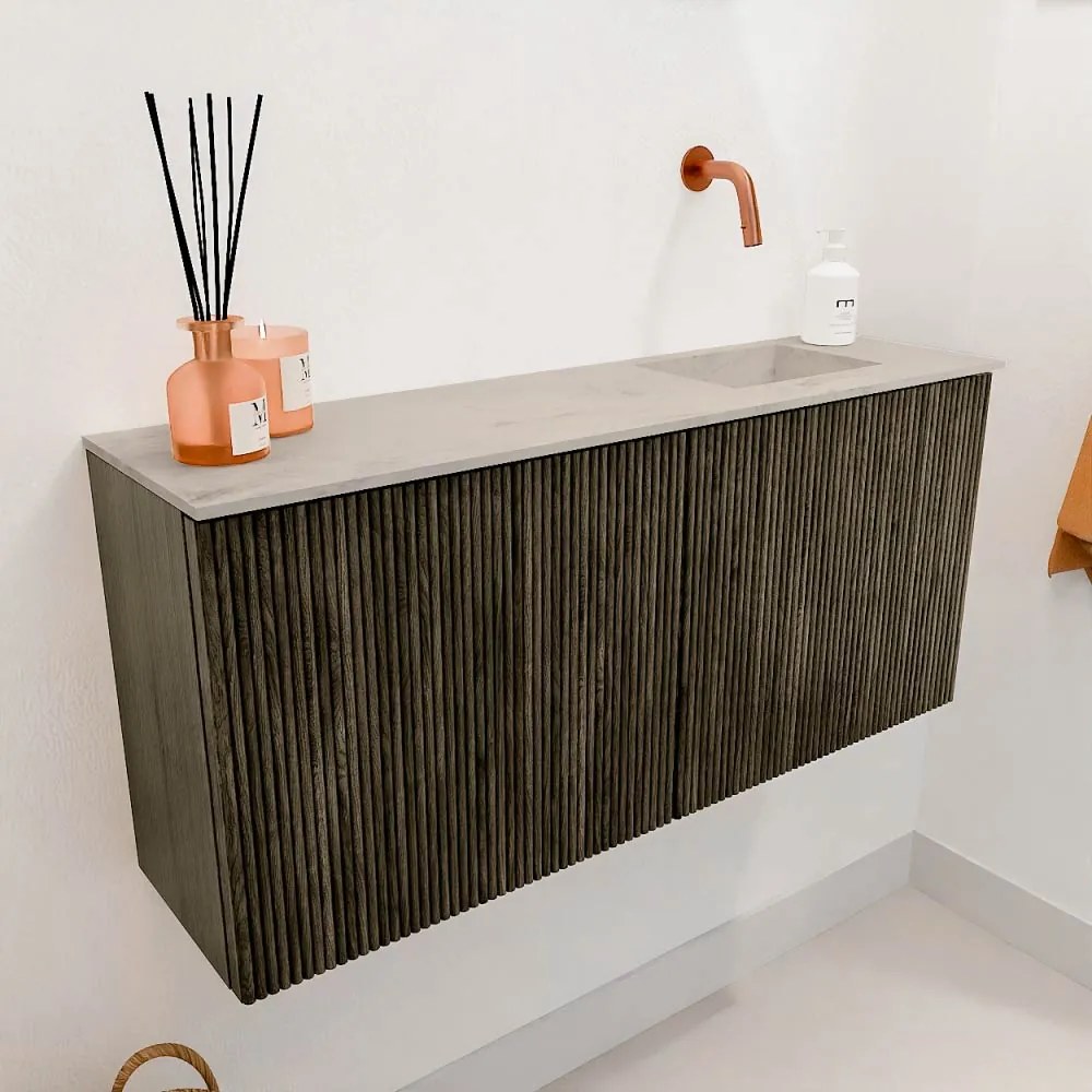 Mondiaz Joya DLux 90cm toiletmeubel shadow met wastafel faye rechts zonder kraangat opalo