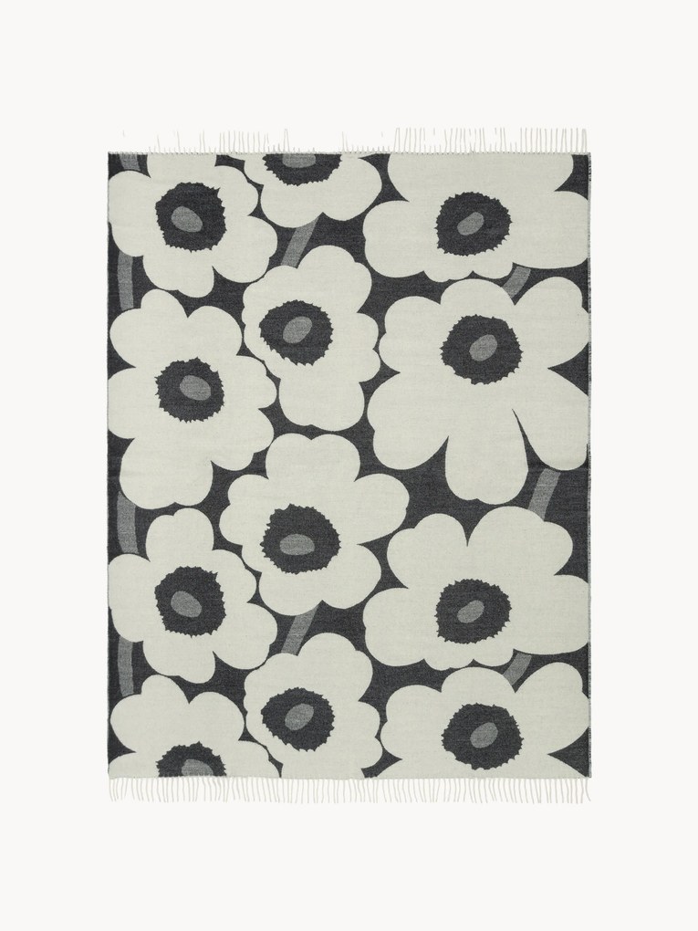 Dubbelzijdige plaid Unikko met franjes