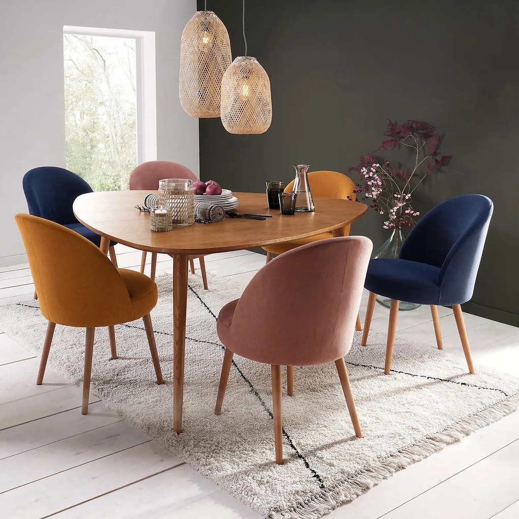 Eettafel, eik en fineer, 6 personen, QUILDA