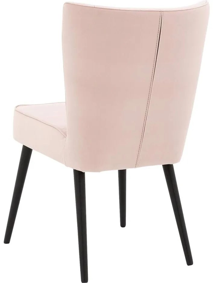 Goossens Eetkamerstoel Rob roze velvet stof leuning, urban industrieel
