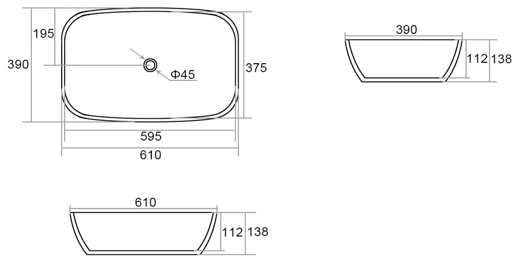 Comad Megi wastafel 61x15cm wit marmer