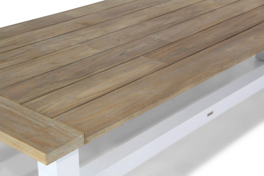 Dining Tuintafel rechthoekig 330 x 100 cm Aluminium/teak Wit Florence