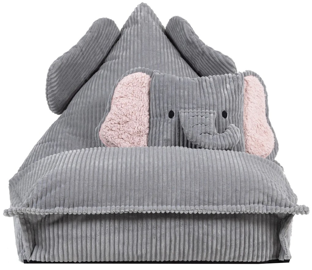 Kinder Zitzak Olifant Lounger & Kussen Set - Grijs