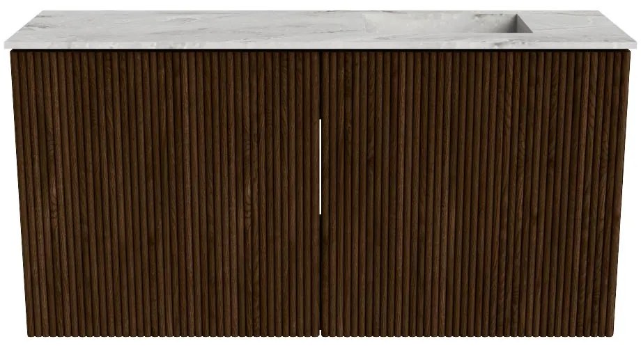 Mondiaz Joya DLux 80cm toiletmeubel walnut met wastafel faye rechts 1 kraangat glace