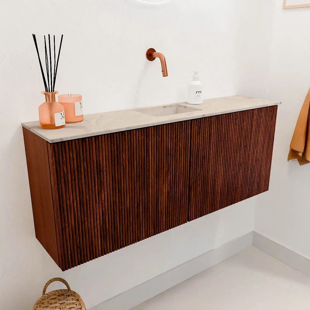 Mondiaz Joya DLux 100cm toiletmeubel ruby met wastafel faye midden zonder kraangat frappe