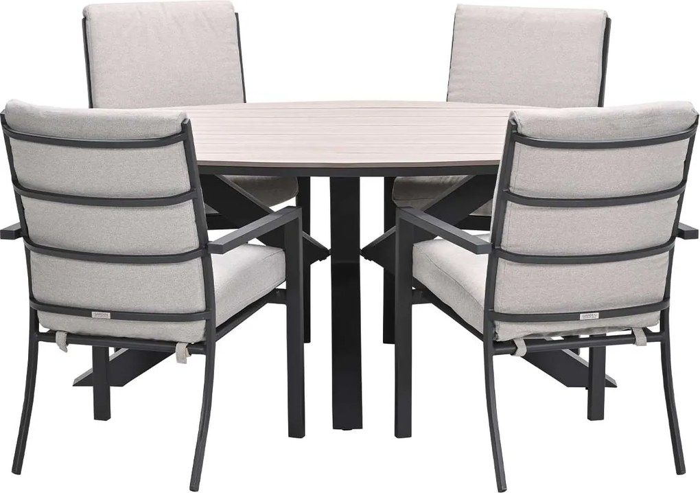 Garden Impressions Senja tuinset 5-delig desert sand - Tulli tuintafel 180x115 cm - light teak vironwood