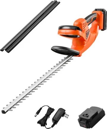 VEVOR elektrische heggenschaar, 1200 tpm, heggenschaar voor lage takken, 20V 2A accu, elektrische heggenschaar met 51 cm dubbelwerkend mes en veilig ontwerp, tuinschaar voor gazononderhoud