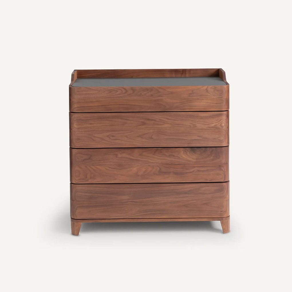 Ladekast, walnoot en leer, JUNIUS, ontwerp Emmanuel Gallina