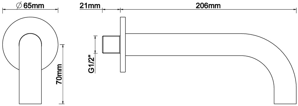 Mueller Ferro inbouw muuruitloop 20cm verouderd ijzer