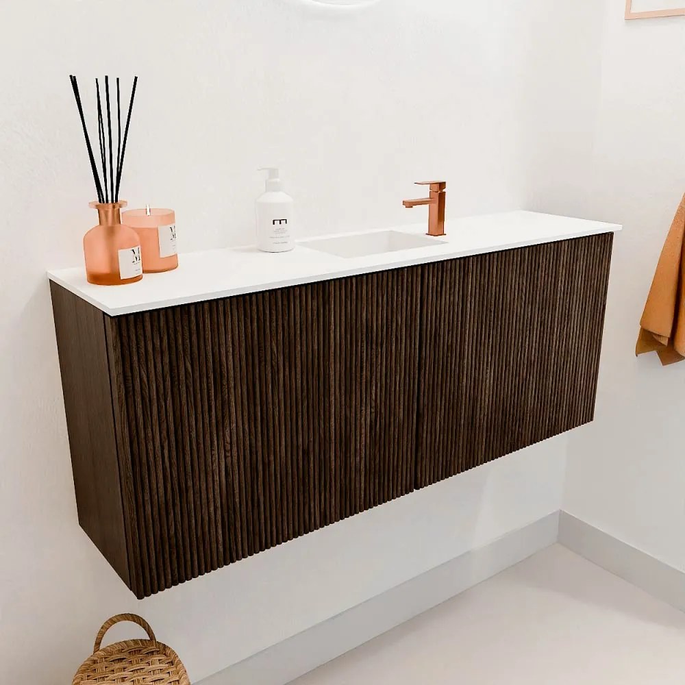 Mondiaz Joya 100cm toiletmeubel walnut met wastafel faye midden 1 kraangat talc