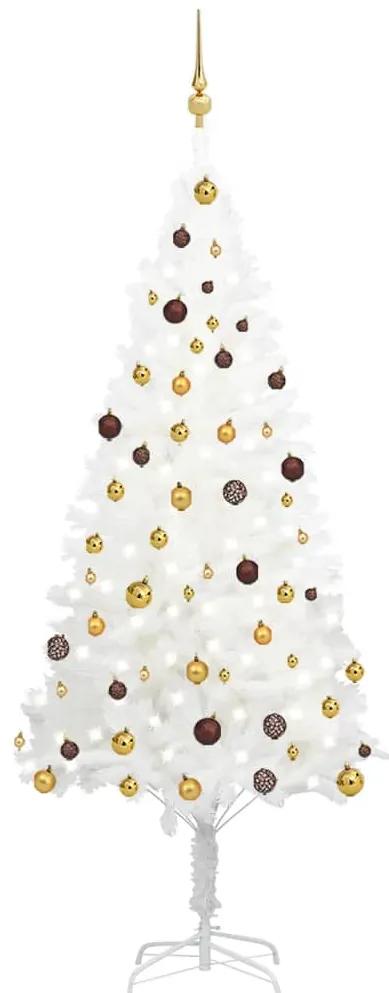 vidaXL Kunstkerstboom met LED's en kerstballen 210 cm wit