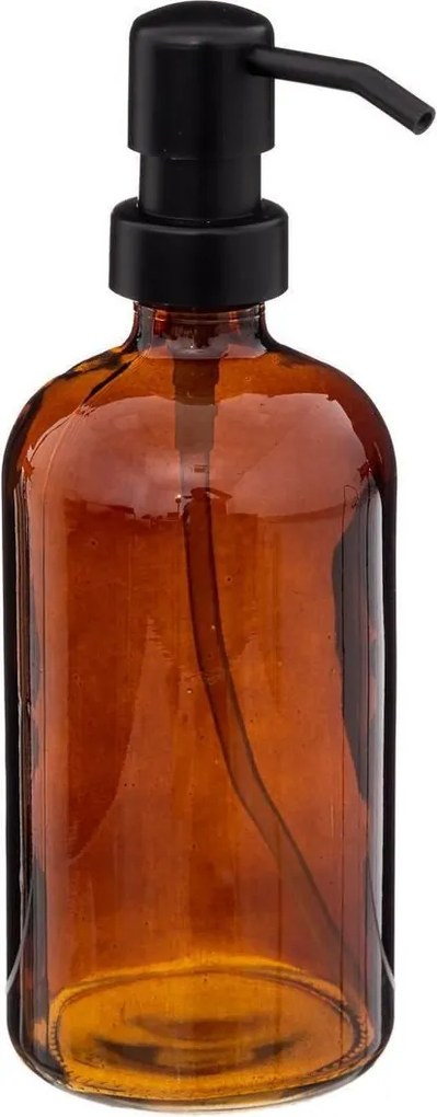 5Five Zeeppompje/Dispenser – Rond diameter 7 cm x H21 cm – Glas/Bruin – 450 ml – Navulbaar