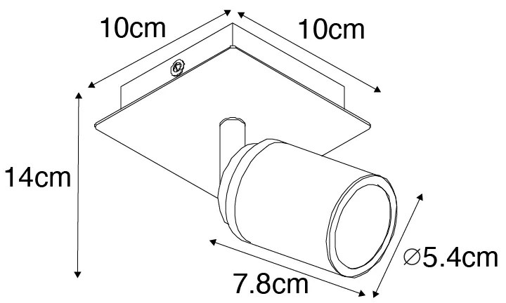 Moderne badkamer Spot / Opbouwspot / Plafondspot messing vierkant IP44 - Ducha Modern GU10 IP44 Lamp