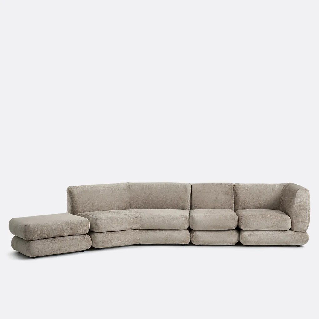 Modulaire haardstoel, dik fluweel, HOOVER