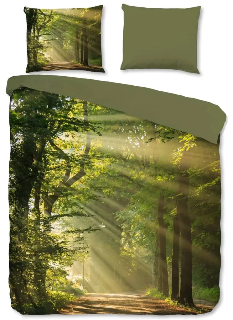 Good Morning Dekbedovertrek WOODS 200x200 cm groen