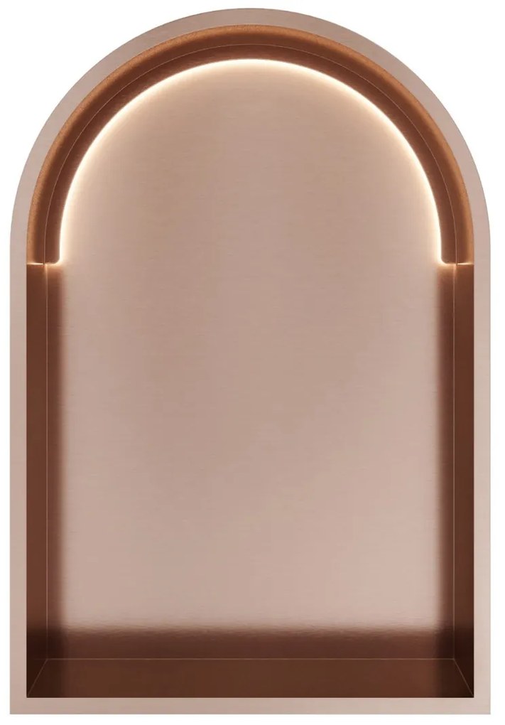 Hotbath &More inbouwnis met verlichting toogmodel 30x45x10cm geborsteld koper PVD