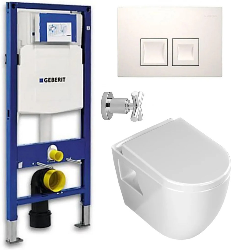 Geberit UP100 Toiletset - Inbouw WC Hangtoilet Rimfree Aloni met Bidetkraan - Delta-50 Wit
