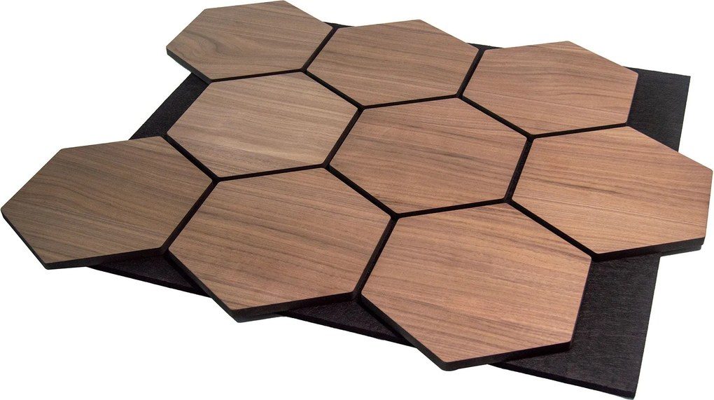 Hexagon Panel Walnoot 81CM | Akoestisch | Wanddecor | Zeshoekig